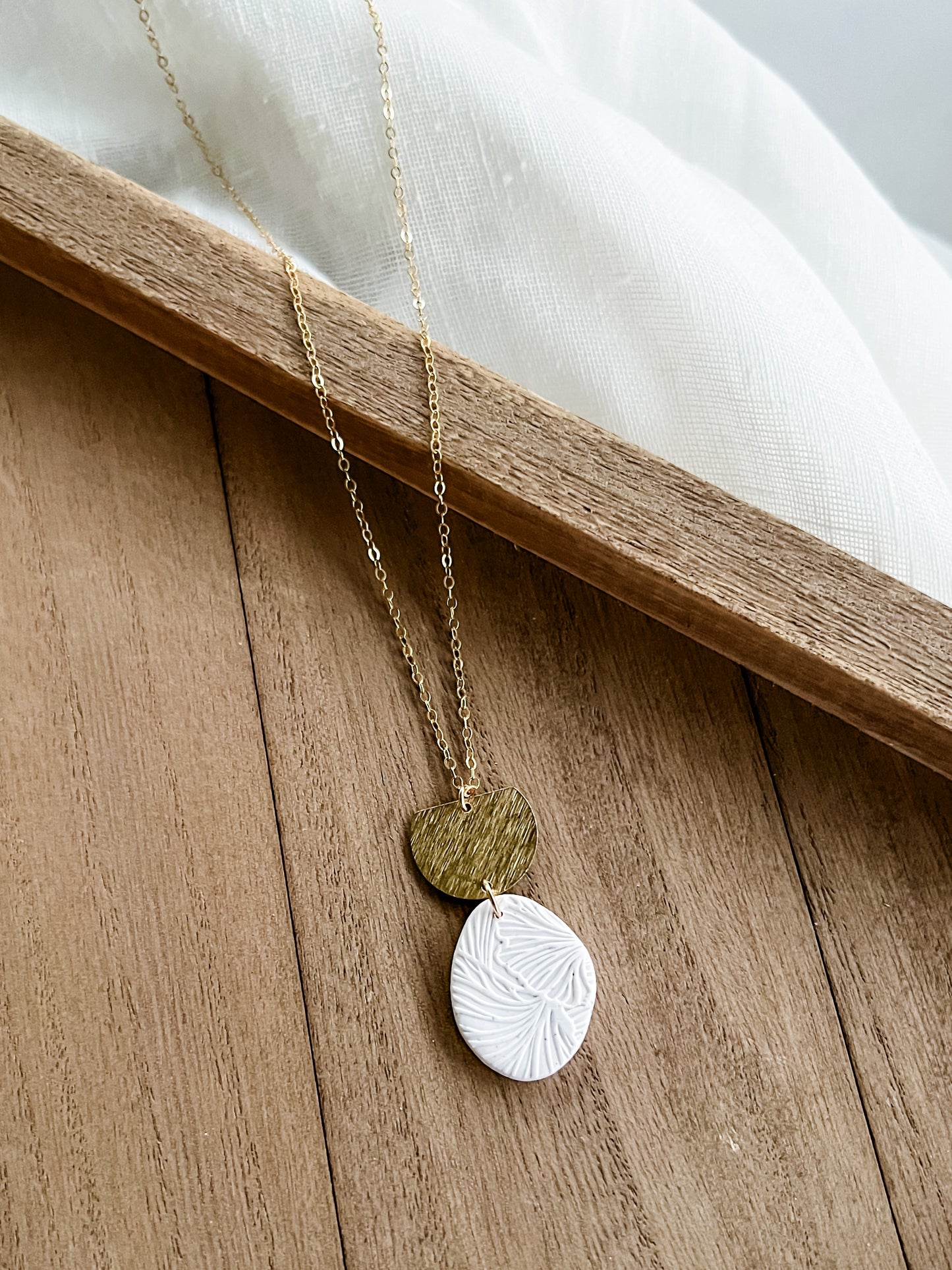 Specked White Botanical Necklace